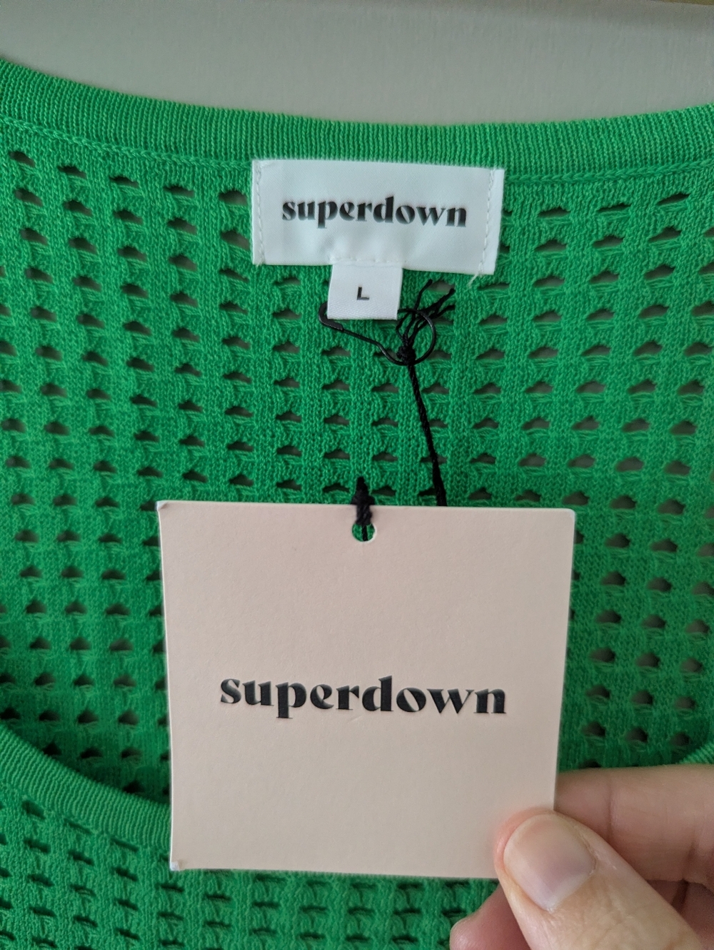 Superdown Revolve Green Talulah Knit Mini Dress NWT Large Swim Coverup - Picture 5 of 6